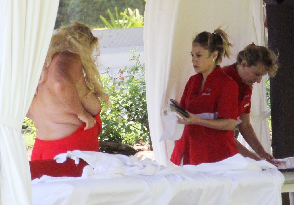 BBW blonde Gemma Collins baring her big fat knockers in Spain gallery, pic 92