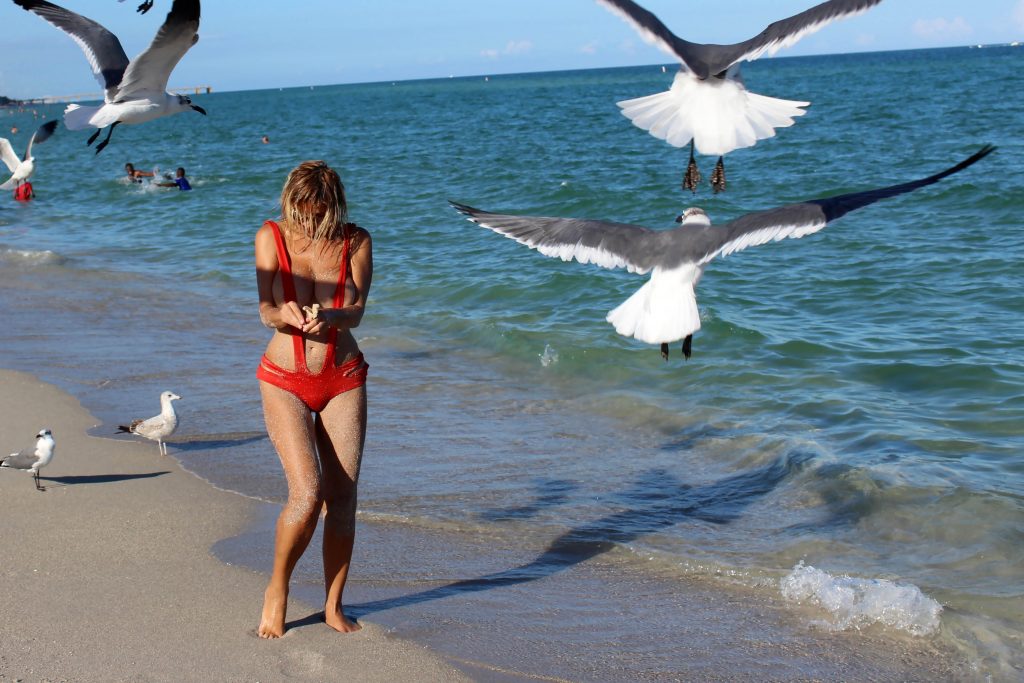 Nadeea Volianova's nip slip pictures: orange bikini on a beautiful beach gallery, pic 22