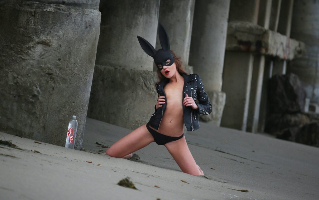 Beautiful bunny Natalia Borowsky posing topless on a private beach in Malibu gallery, pic 46
