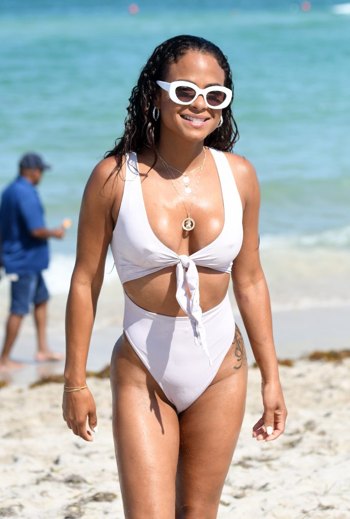 Christina Milian looking insanely sexy in her white swimsuit gallery, pic 2