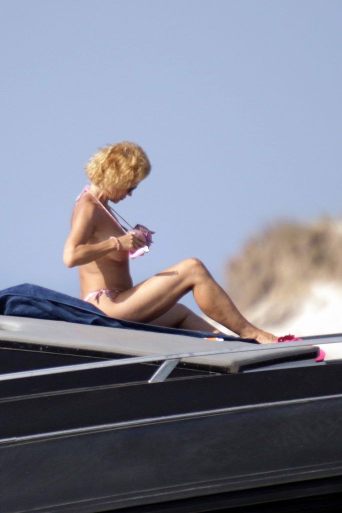 Topless Marlene Mourreau snapping a bunch of sexy selfies on a yacht gallery, pic 28
