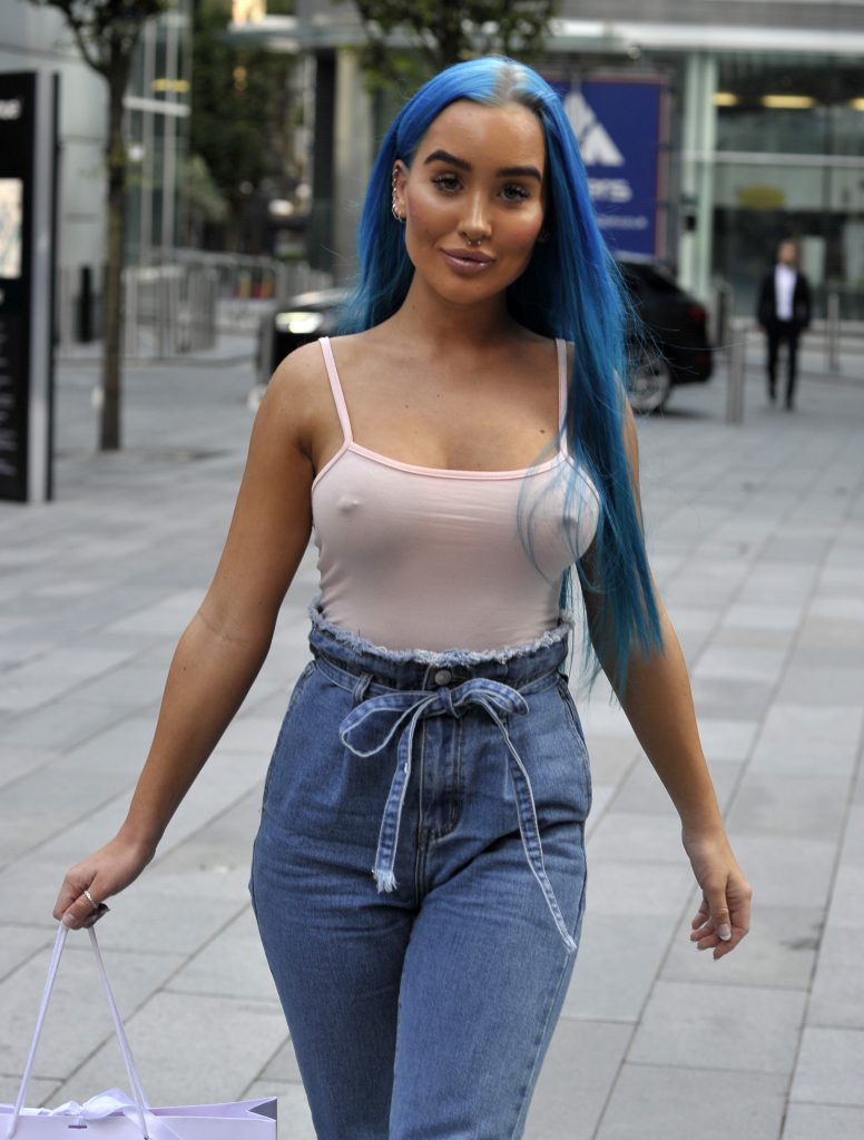 Blue-haired nympho Helen Briggs showing her pierced nipples in a see-through top gallery, pic 34