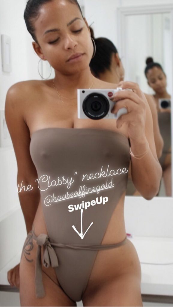 Christina Milian shows her pokies in a figure-hugging swimsuit with a classy necklace gallery, pic 8