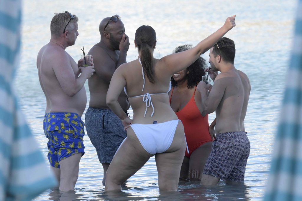 Ashley Graham soaking up the sun in a revealing white bikini gallery, pic 100