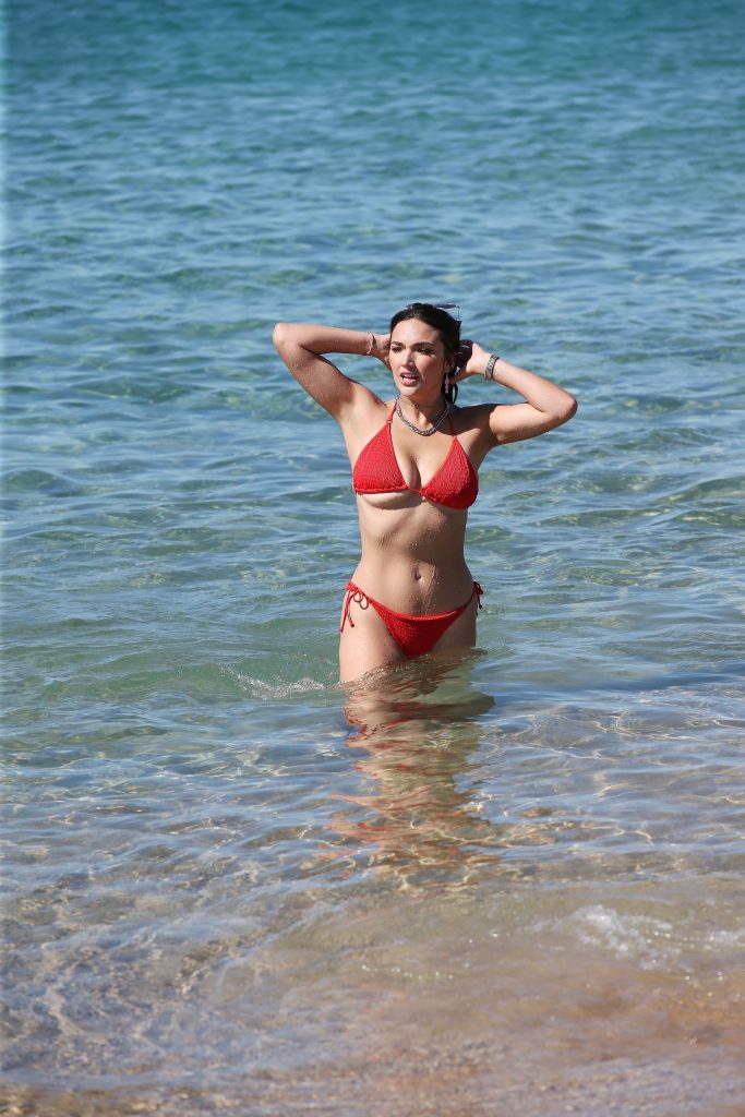 Brunette beauty Hailee Lautenbach looks perfect in her skimpy red bikini gallery, pic 8