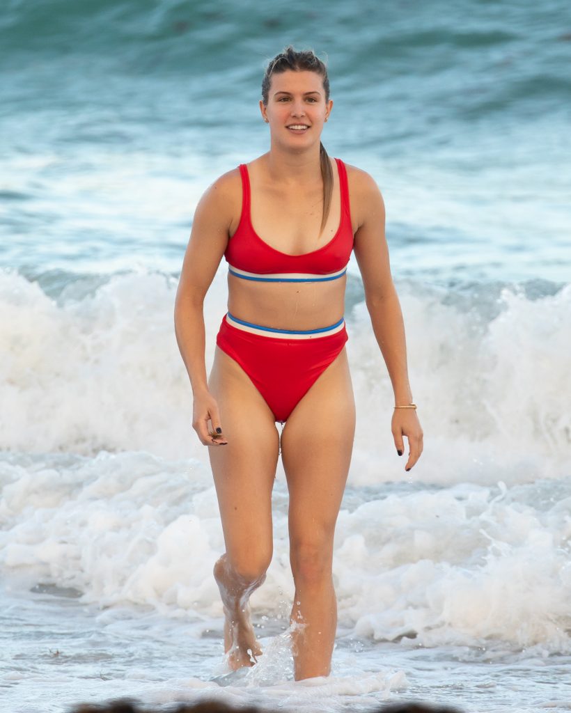 Blonde stunner Eugenie Bouchard shows her admirable body in a red bikini gallery, pic 60