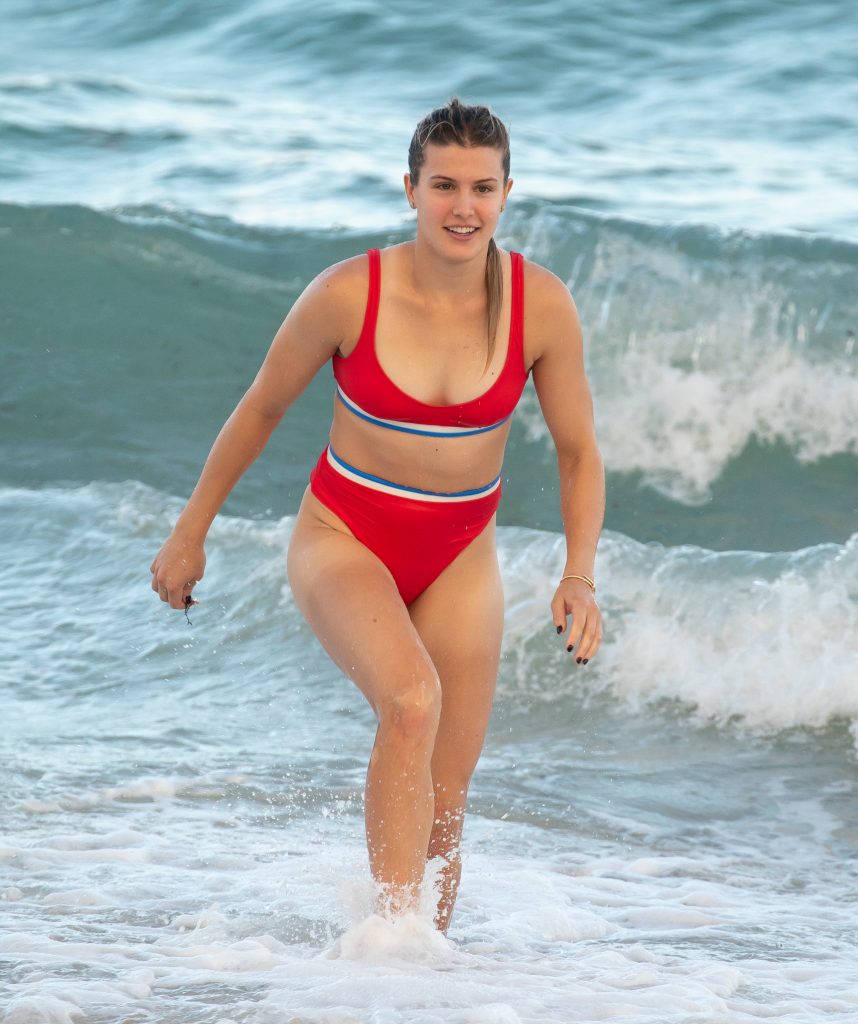 Blonde stunner Eugenie Bouchard shows her admirable body in a red bikini gallery, pic 88