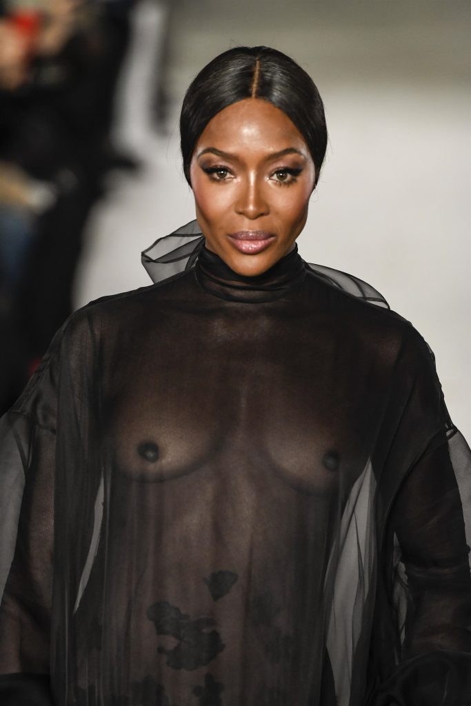 Naomi Campbell Showing Her Nude Breasts in a Sheer Black Gown gallery, pic 8