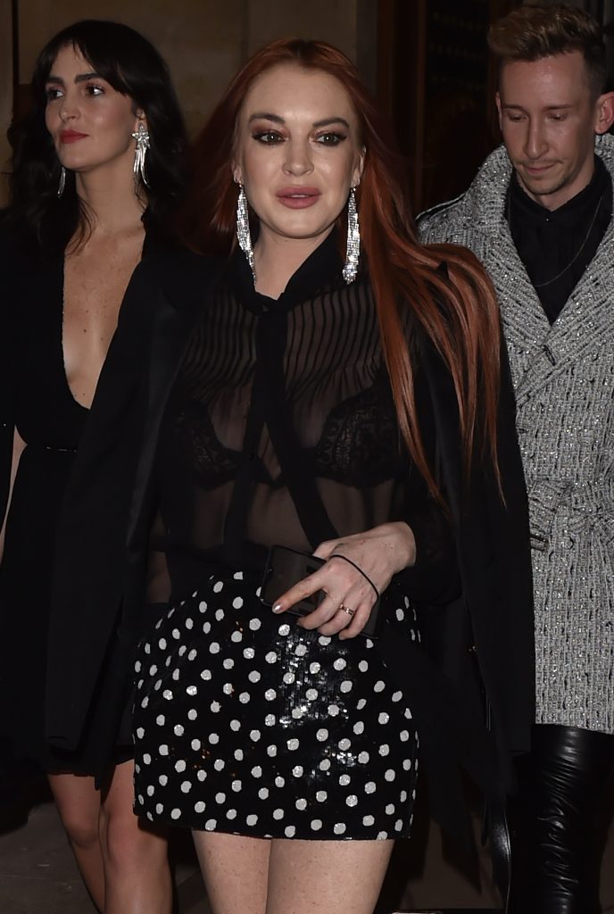 Lindsay Lohan Walking Around in a See-Through Black Blouse gallery, pic 70