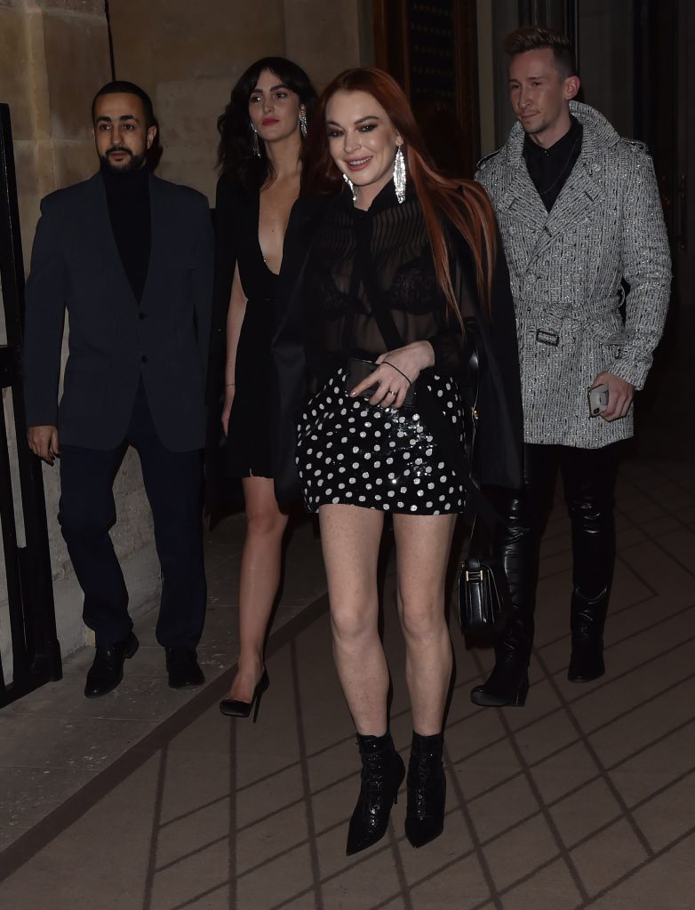 Lindsay Lohan Walking Around in a See-Through Black Blouse gallery, pic 76