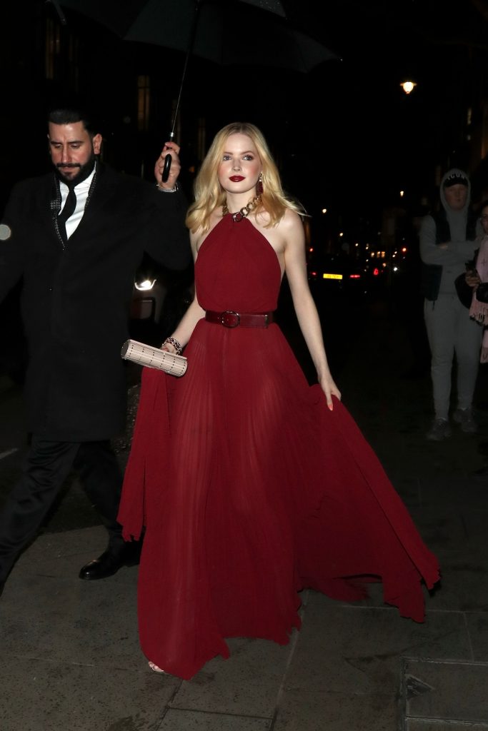 Blonde Beauty Ellie Bamber Stuns in a Semi-Sheer Red Dress gallery, pic 34