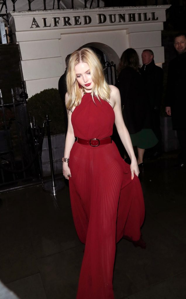 Blonde Beauty Ellie Bamber Stuns in a Semi-Sheer Red Dress gallery, pic 52
