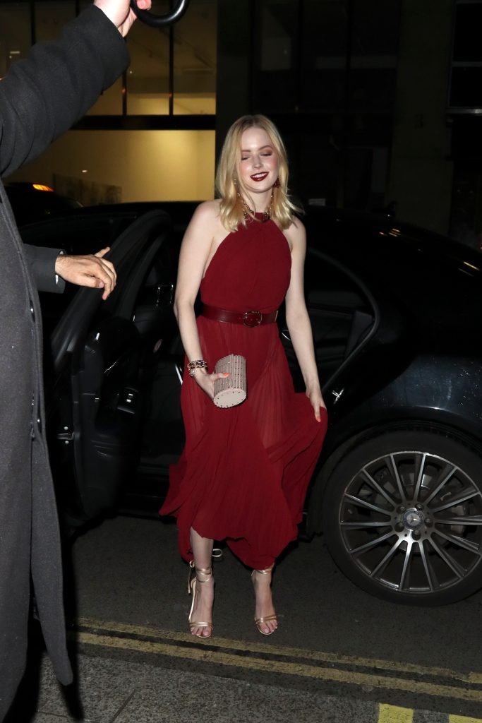 Blonde Beauty Ellie Bamber Stuns in a Semi-Sheer Red Dress gallery, pic 8