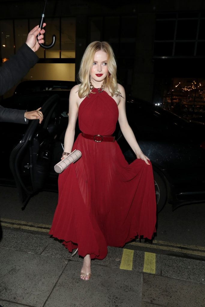 Blonde Beauty Ellie Bamber Stuns in a Semi-Sheer Red Dress gallery, pic 16