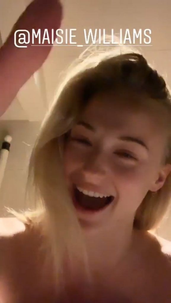 Topless Sophie Turner Talking Dirty to One of Her Costars video screenshot 10