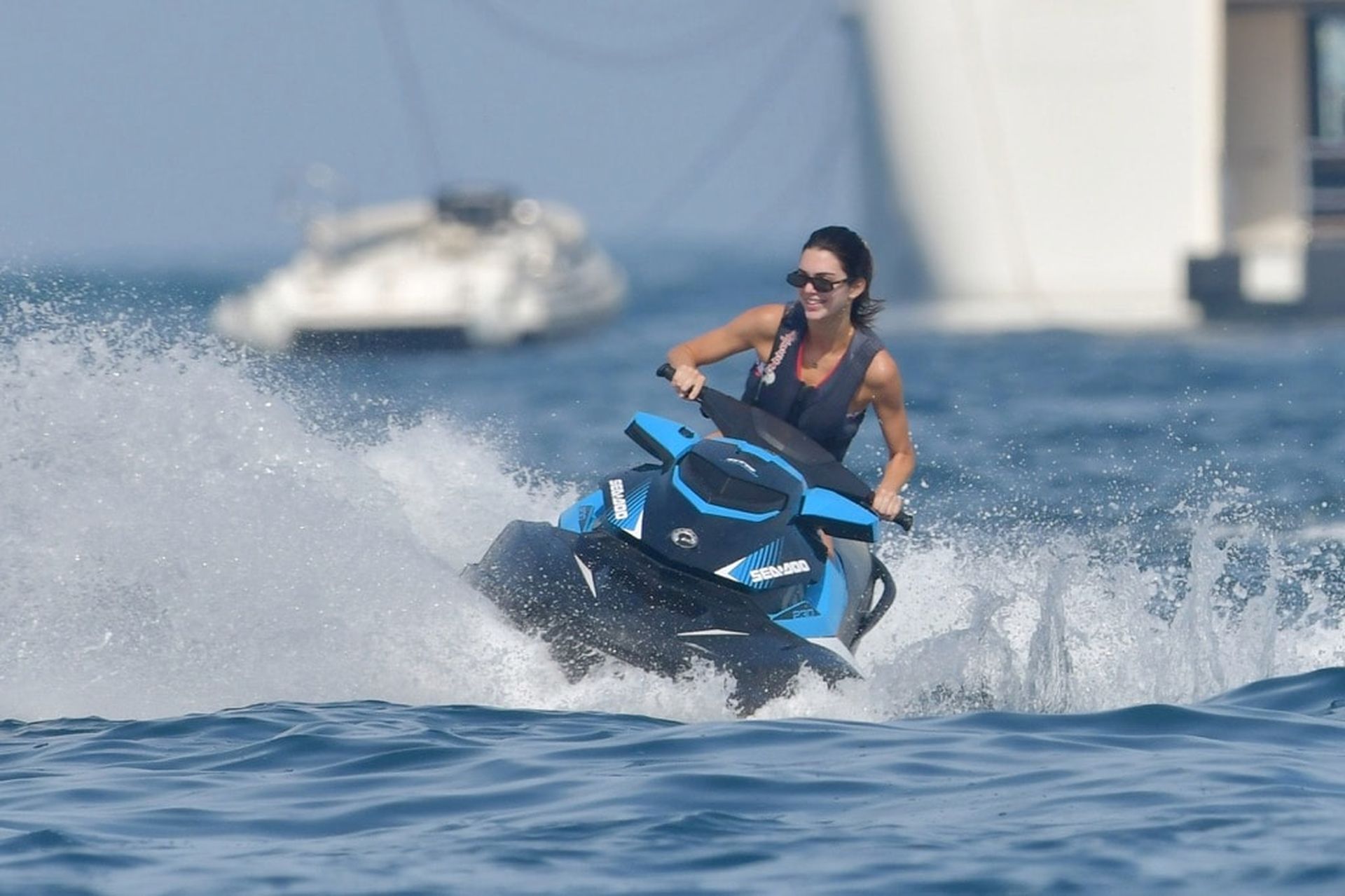 Brunette Celebrity Kendall Jenner Looks Sexy While Riding a Jetski ...