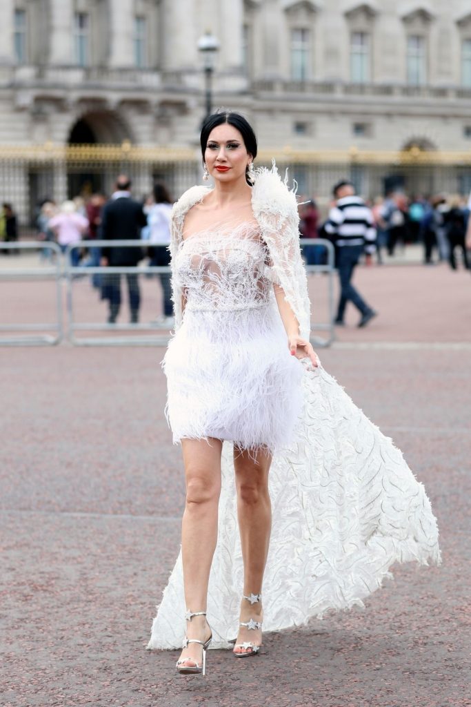 Brunette Bombshell Reine Sabty Posing in a See-Through Dress gallery, pic 2