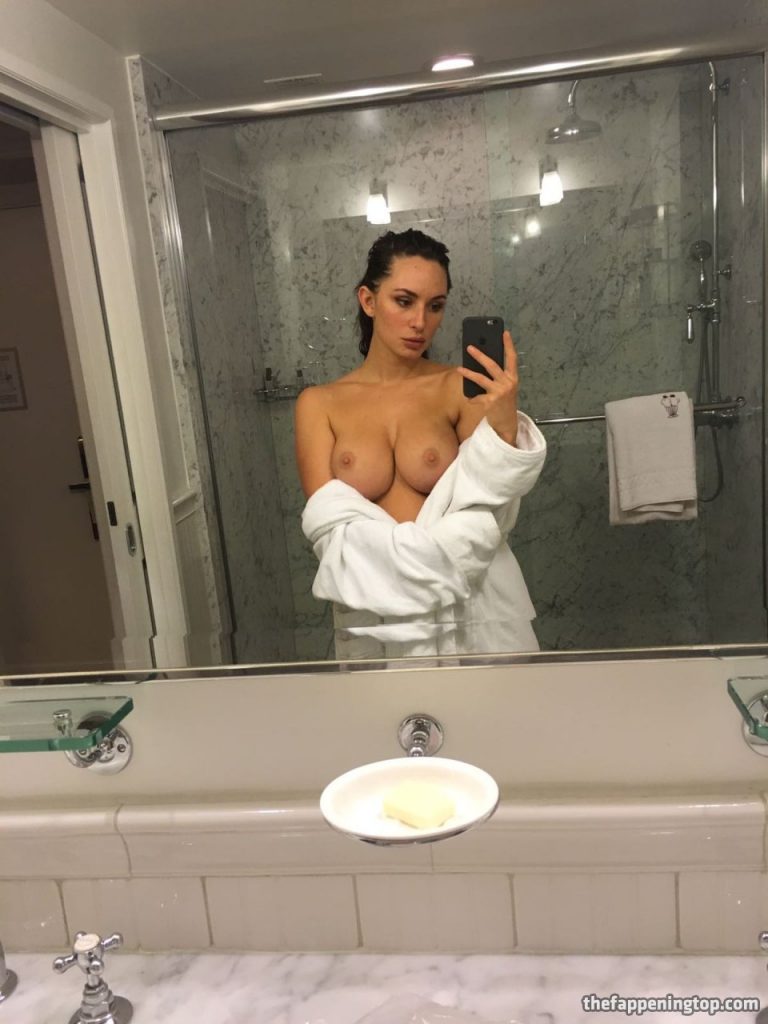 Classy Brunette Rosie Roff Demonstrating Her Boobs in the Bathroom gallery, pic 2