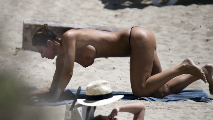 Busty Bombshell Valentina Fradegrada Goes Topless on a Beach
