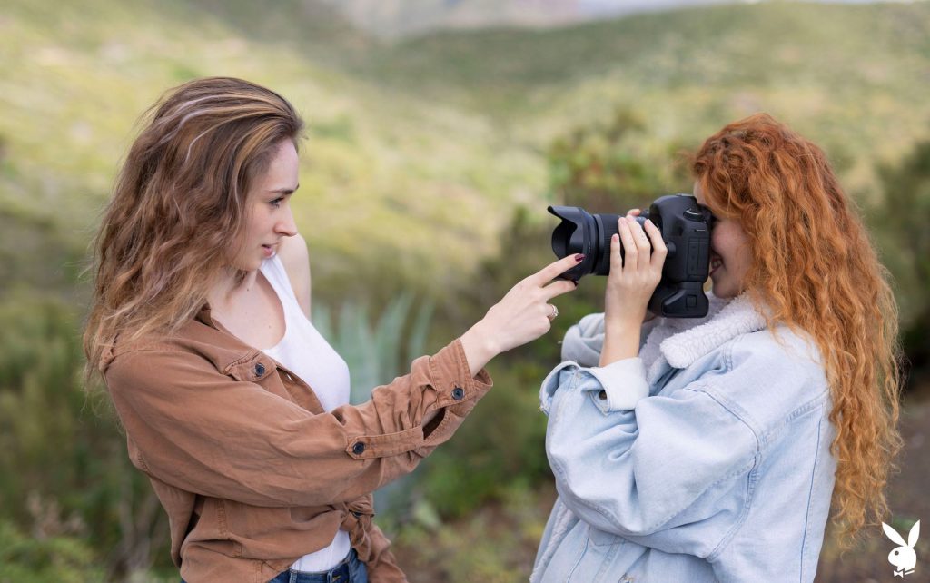 Young Lezzies Heidi Romanova & Yana West Posing Naked Outdoors gallery, pic 24