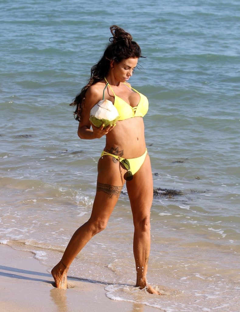 British Brunette Katie Price Shows Her Body in a Yellow Bikini gallery, pic 22