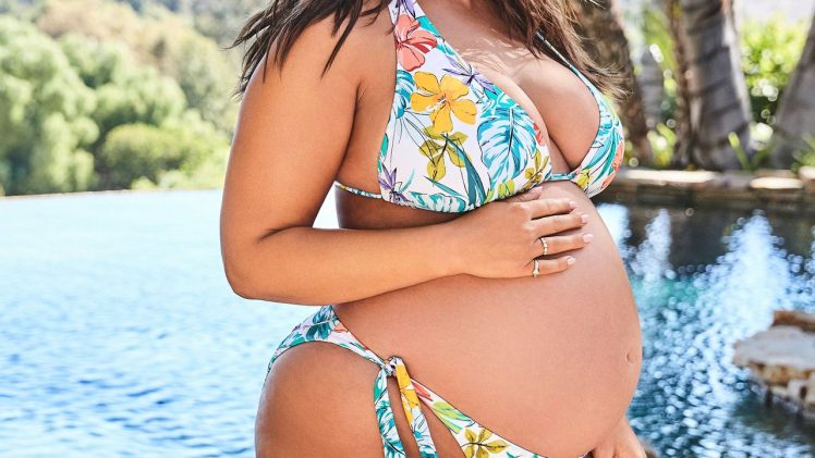 Pregnant Ashley Graham Showing Her Bikini-Clad Body