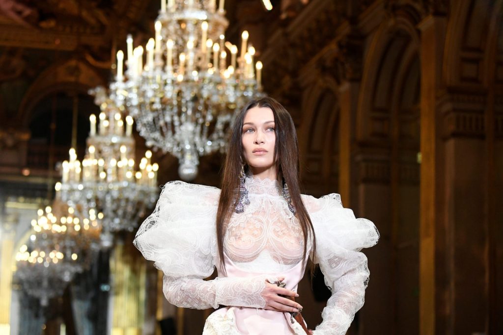 Attractive Brunette Bella Hadid Shows Her Boobs in a Transparent Outfit gallery, pic 132