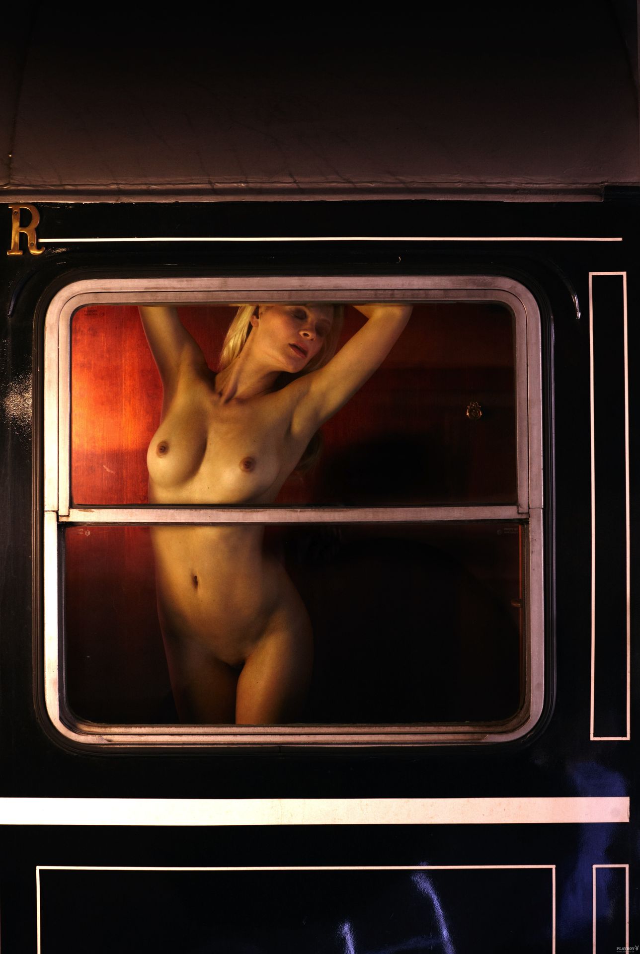Euro Blonde Katharina Bösenecker Shows Her Nude Boobs on a Train.