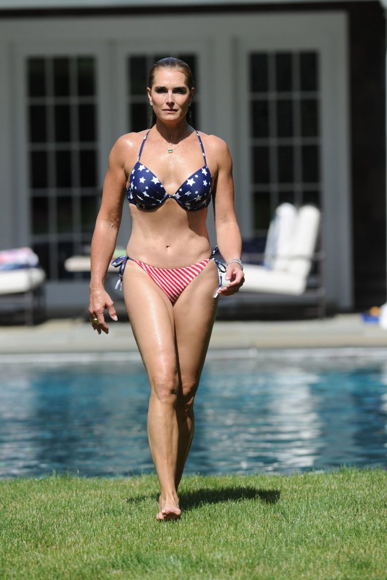 BikiniClad Brooke Shields Emerges from the Pool (Dramatically) The