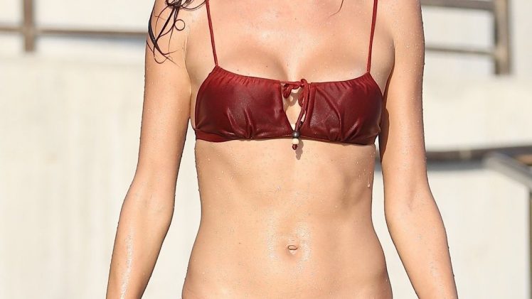 Slim Supermodel Alessandra Ambrosio Looks Hot in a Skimpy Two-Piece Swimsuit