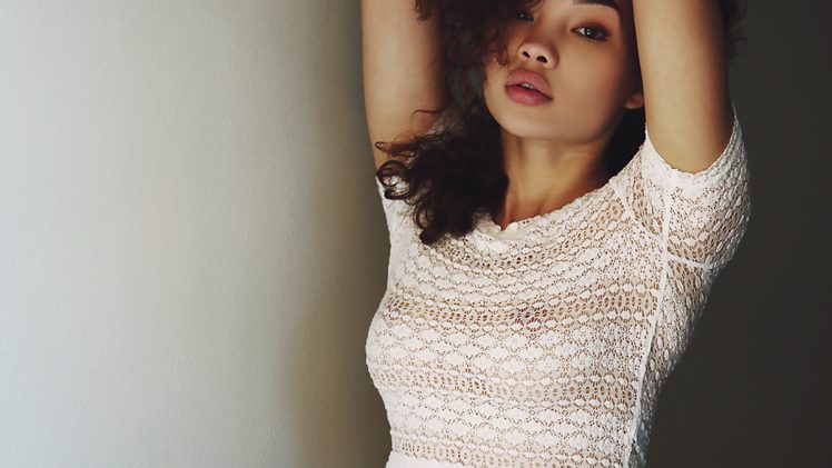 Exotic Model Ashley Moore Showing Her Boobs in a See-Through Top