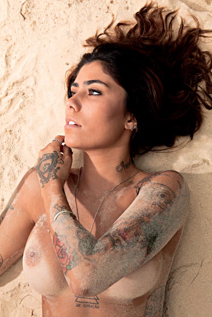 Tatted-Up Edgy Brunette Gabriela Rippi Indulging in Skinny Dipping for Playboy gallery, pic 2