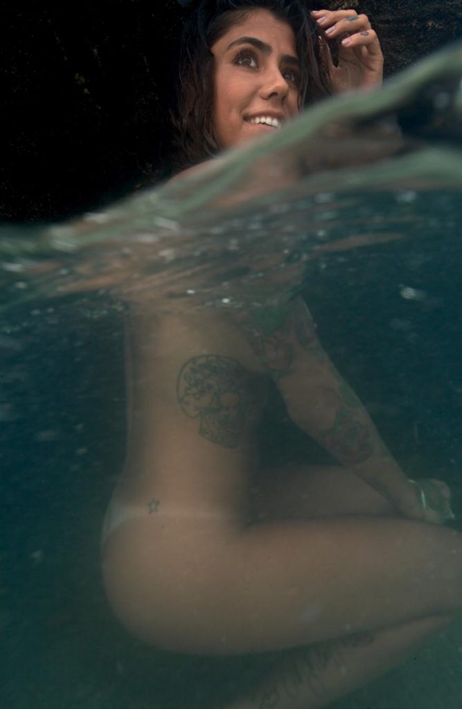 Tatted-Up Edgy Brunette Gabriela Rippi Indulging in Skinny Dipping for Playboy gallery, pic 14