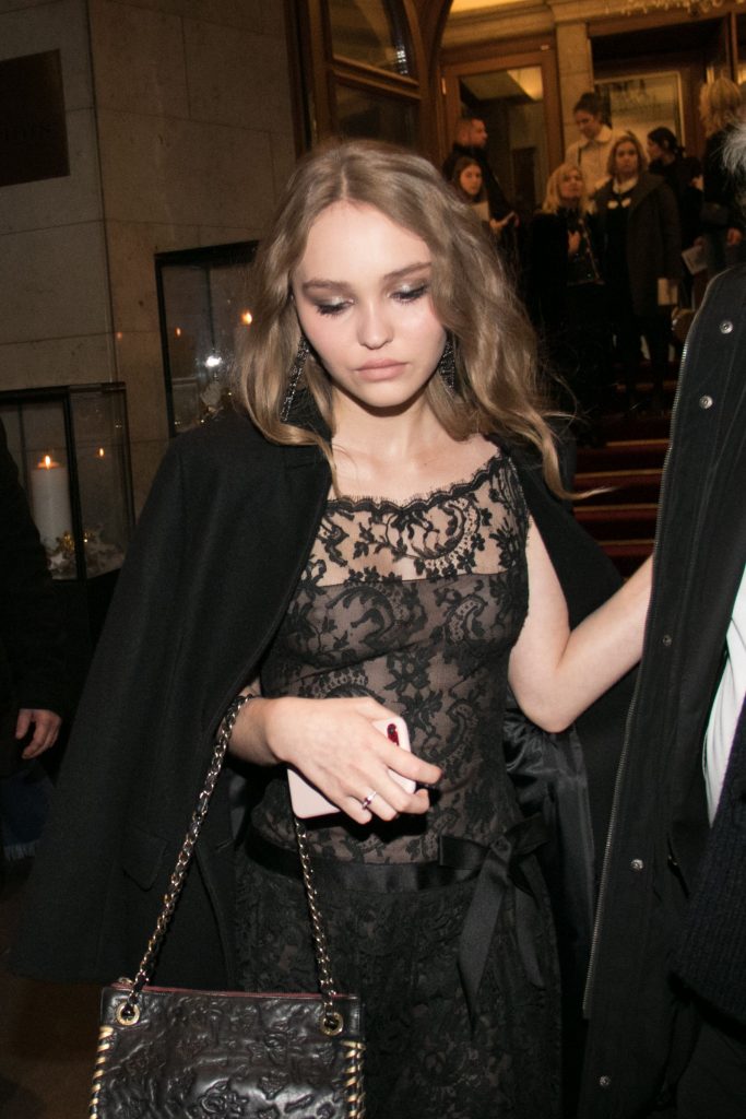Stupefying Model Lily-Rose Depp Posing in a See-Through Black Dress gallery, pic 14
