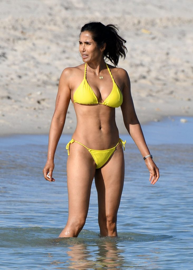 In-Shape Seductress Padma Lakshmi Shows Her Wonderful Body in a Yellow Bikini gallery, pic 4