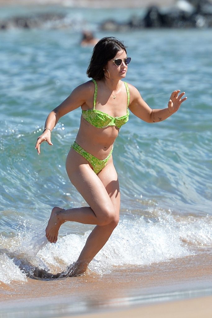 Petite Celebrity Lucy Hale Displays Her Bikini Body in a Skimpy Green Bikini gallery, pic 22