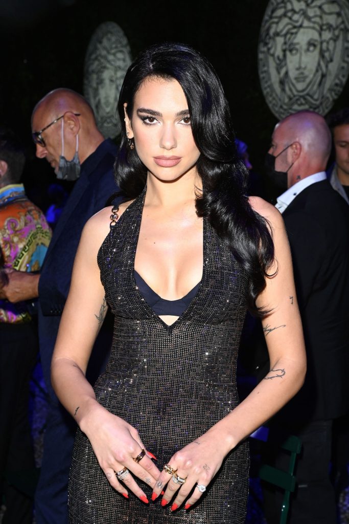 Soldering Brunette Dua Lipa Showing Her Body in a See-Through Dress gallery, pic 6