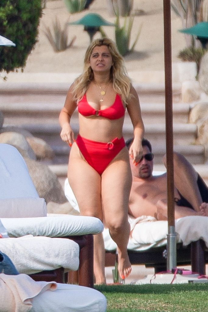 Thick Songstress Bebe Rexha Showing Her Giant Ass in a Red Two-Piece Swimsuit gallery, pic 8