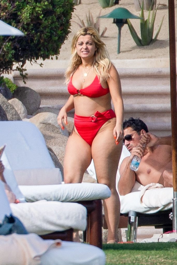 Thick Songstress Bebe Rexha Showing Her Giant Ass in a Red Two-Piece Swimsuit gallery, pic 10