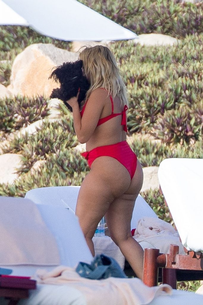 Thick Songstress Bebe Rexha Showing Her Giant Ass in a Red Two-Piece Swimsuit gallery, pic 14