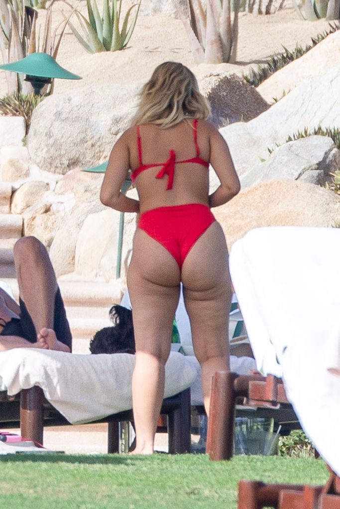 Thick Songstress Bebe Rexha Showing Her Giant Ass in a Red Two-Piece Swimsuit gallery, pic 16