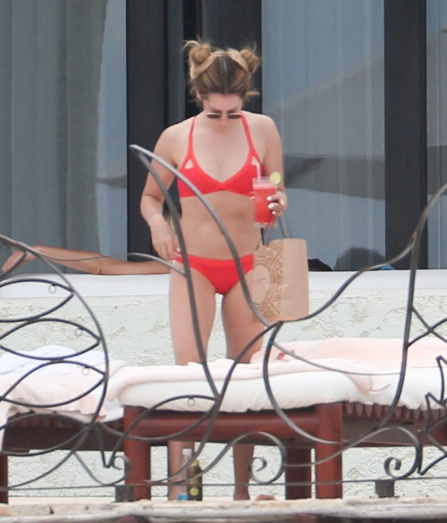 Playful Blonde Ashley Tisdale Shows Her Tight Body in a Red Swimsuit gallery, pic 26