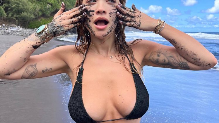Bikini Beauty Rita Ora Showing Her Natural Tits and Long Legs on the Beach